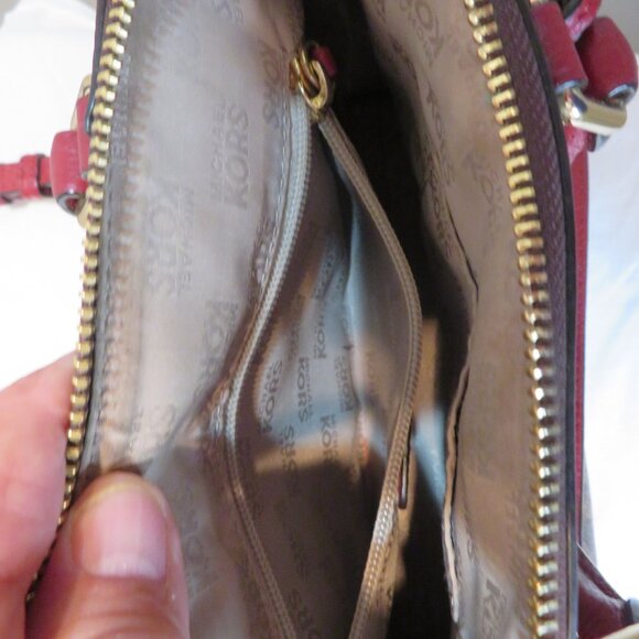 MICHAEL Michael Kors Red Pebble and MK Leather Satchel Crossbody and Wallet Set - Picture 9 of 15